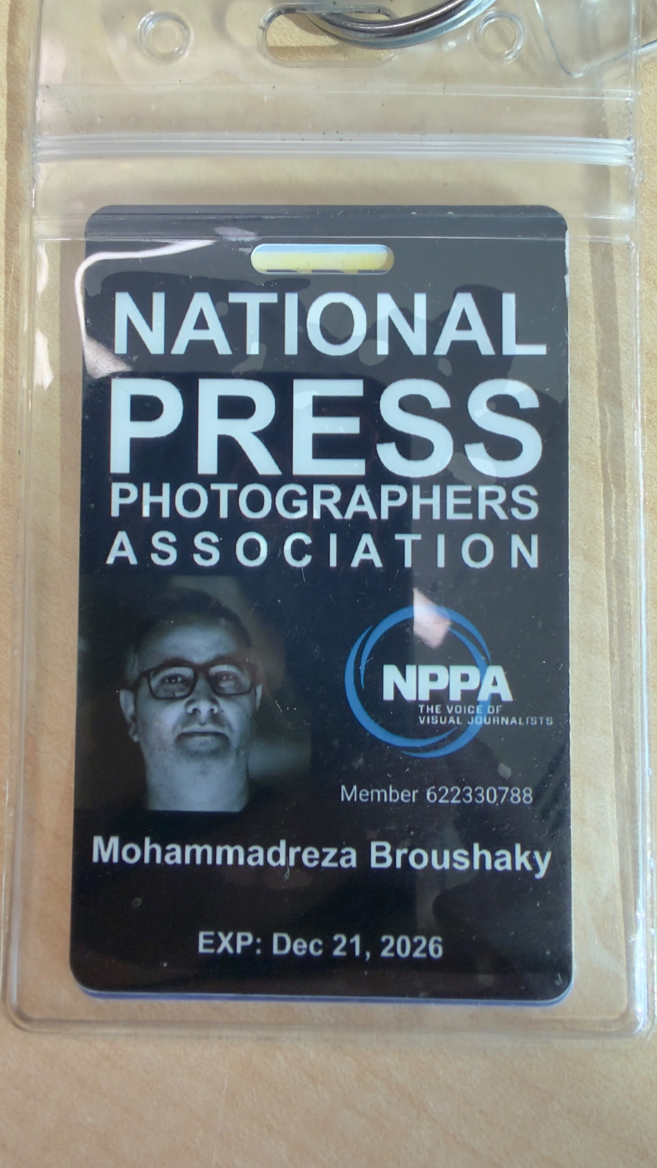 NPPA membership card — Mohammadreza Broushaky
